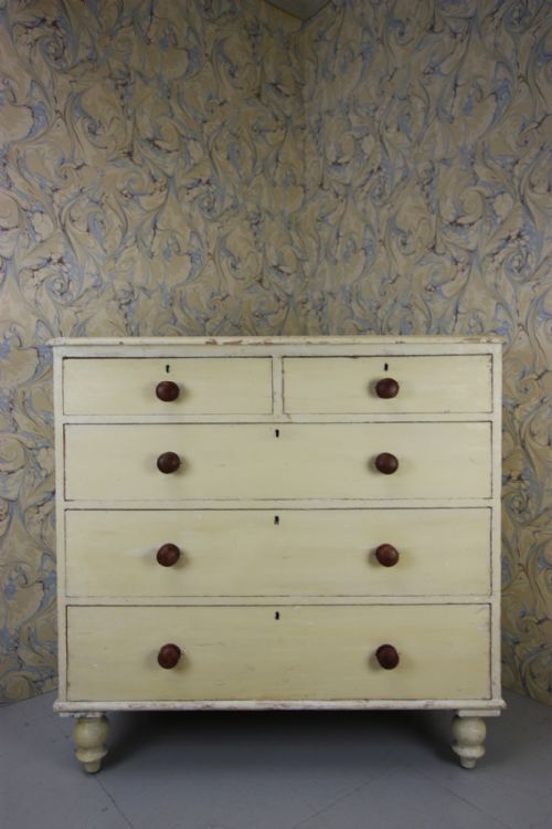 English Mid 19th Century Antique Chest in Original Paint.