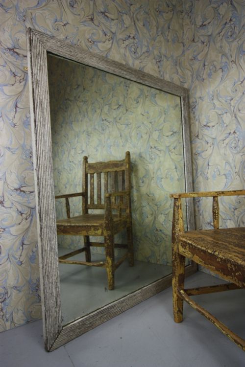 Large 19th C English Antique Mirror in Original Paint.