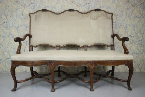 Edwardian French Antique Walnut Sofa.