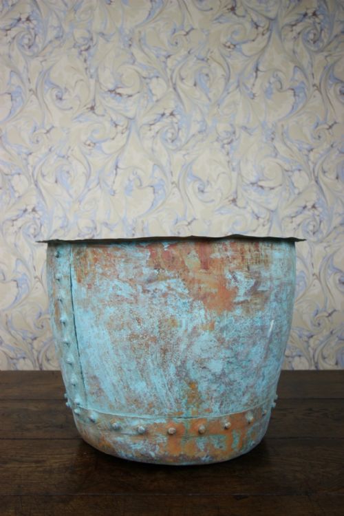 19th Century Antique Verdigris Copper Vessel.