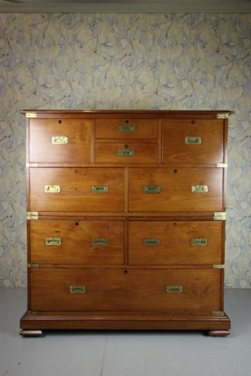 Large Scale Antique Teak Campaign Chest.