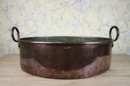 Large Oval English Antique Copper Pan / Planter.
