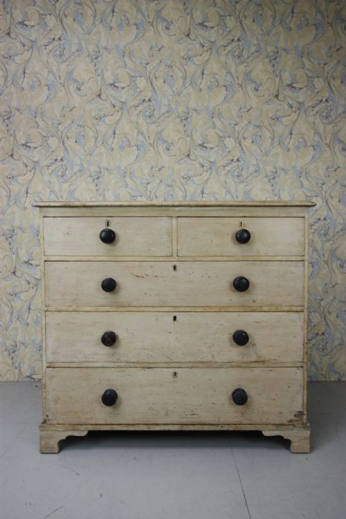 Mid 19th Century Antique Pine Chest in Period Paint.