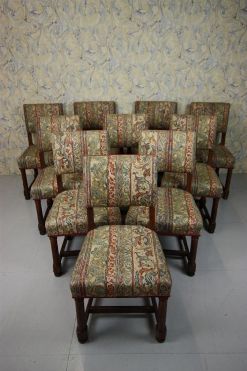 Set of Ten Antique Oak Dining Chairs by Gillows.