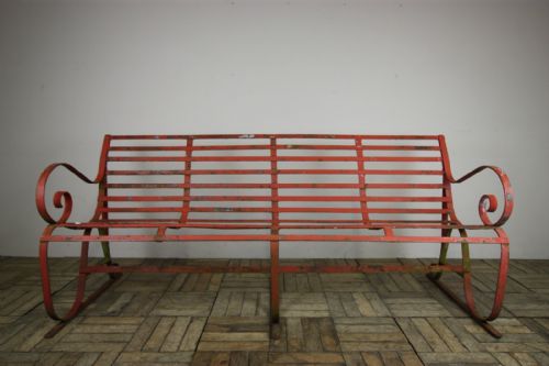 Large 19th Century Antique Iron Garden Bench.