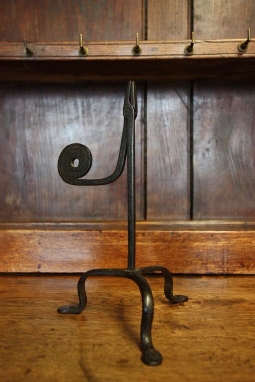 18th Century Antique Welsh Iron Rush Light.