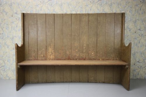Georgian Antique Original Painted Pine Settle.