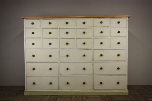 Fantastic Antique Bank of Drawers in Period Paint
