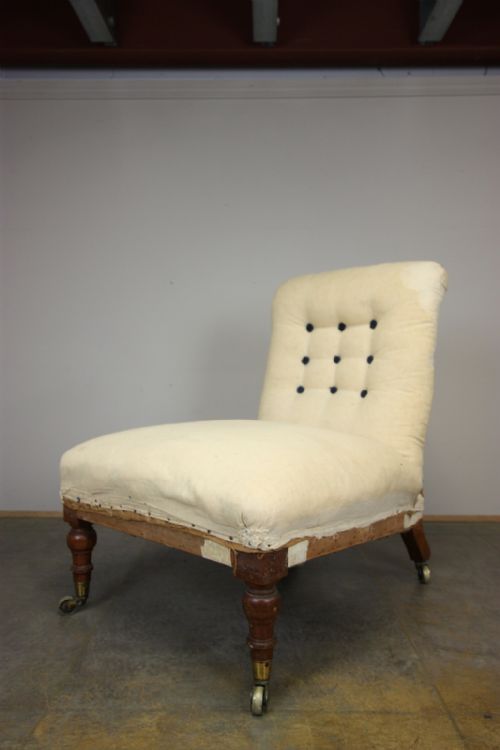 19th Century English Antique Upholstered Side Chair.