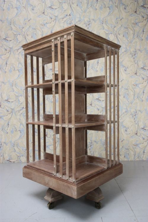 19th Century Pale Walnut Antique Revolving Bookcase.
