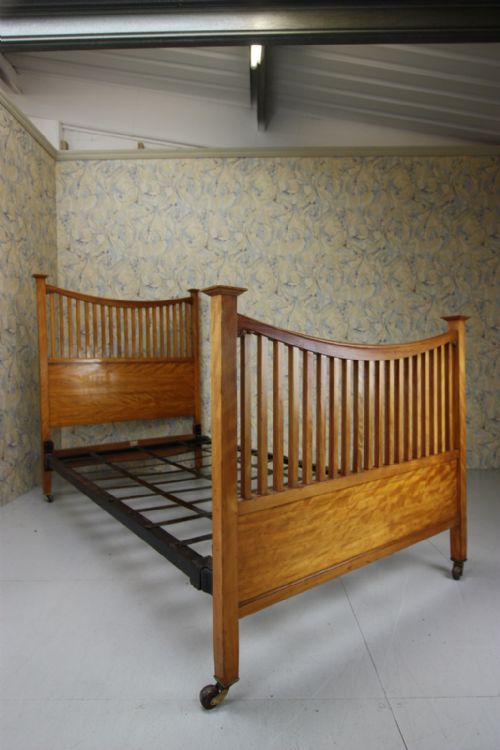 Heals Antique Satin Birch Bed.