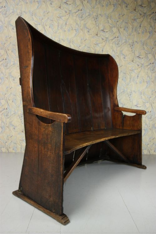 Wonderful 18th Century Fruit Wood & Elm Antique Settle.