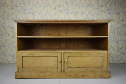English Antique Pine Bookcase in Original Cream Paint.