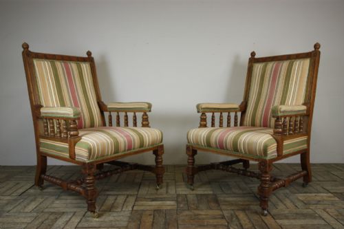 Pair of Antique Oak Armchairs. Possibly by Lambs.