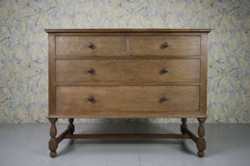 1930'S Heals Oak Chest of Drawers. Labeled.