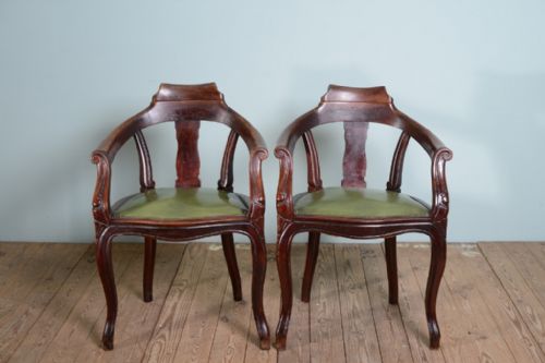 fig 1. Pair of Antique Parisien Barbers Chairs.