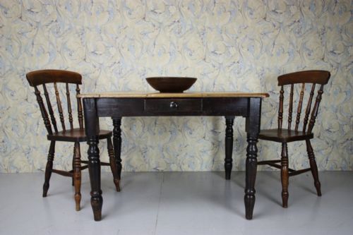 English Antique Pine Farmhouse Kitchen Table