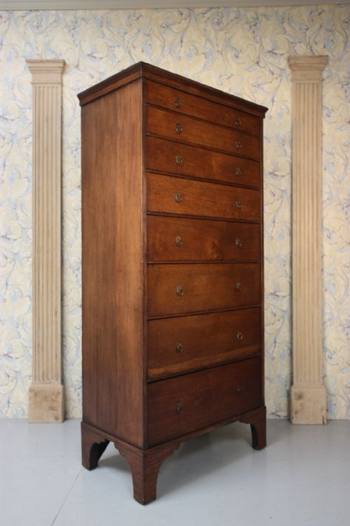 Tall Georgian Antique Oak Chest of Drawers.