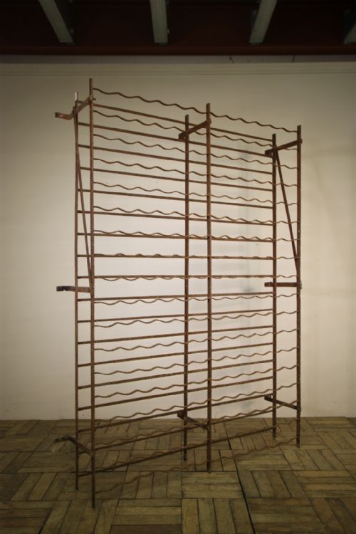 Tall Edwardian Antique Iron Wine Rack.