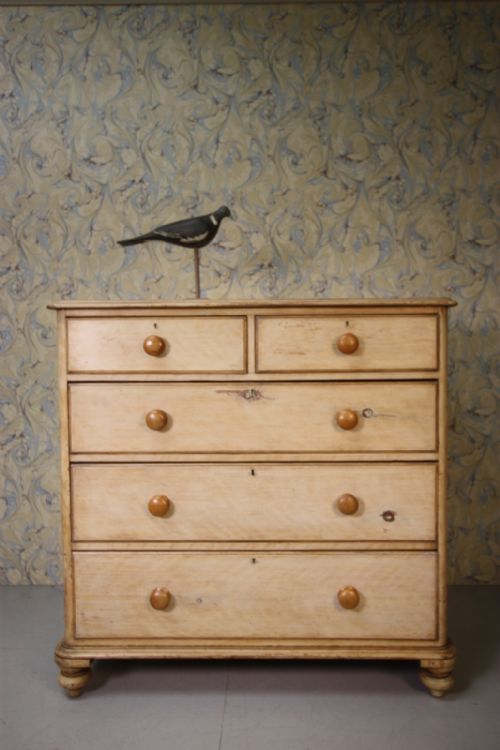 Original Painted Pine Antique Chest of Drawers.