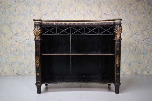Regency Antique Concave Bookcase in Original Finish & Decorations.