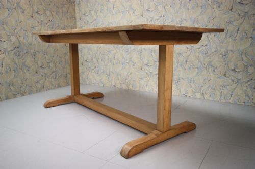 1930'S Heals Oak Refectory Dining Table with Label.
