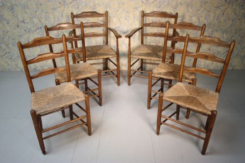A True Set of Six Antique Clissett Dining Chairs.