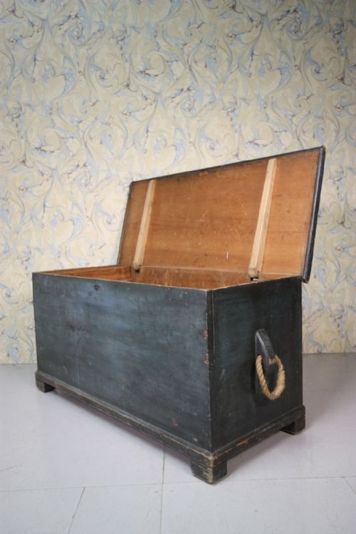 Georgian Antique Original Painted Pine Bedding Box.