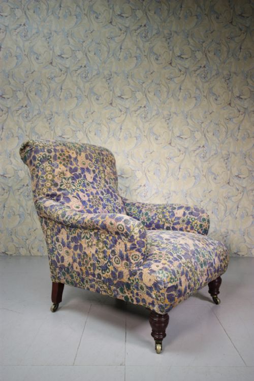 English 19th Century Antique Upholstered Armchair.