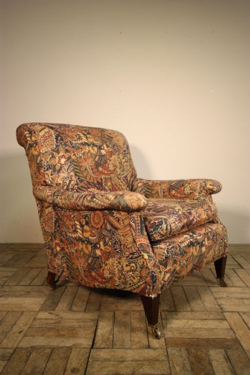 English 19th Century Antique Upholstered Armchair.