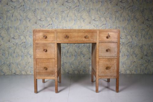 Quality 1930'S Heals Oak Desk with Label.