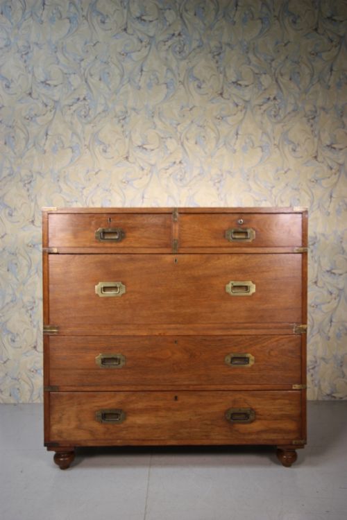19th Century English Antique Military Chest of Drawers.