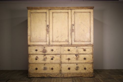 Antique Pine Housekeeper's Cupboard in Original Paint.