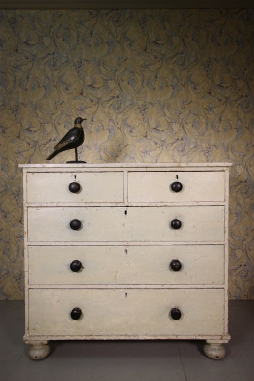 19th Century English Antique Chest in Original Paint.