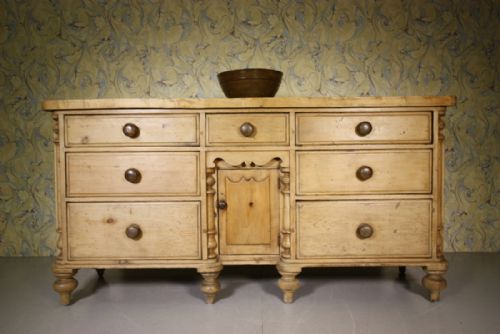 19th Century Antique Pine & Sycamore Lancashire Dresser Base.