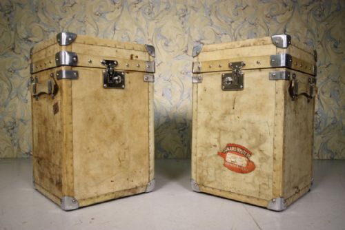 Pair of Antique Vellum Storage Trunks.
