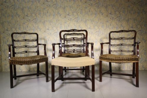 An Excellent Quality Set of Four Antique Ship's Armchairs by Trollope & Colls.