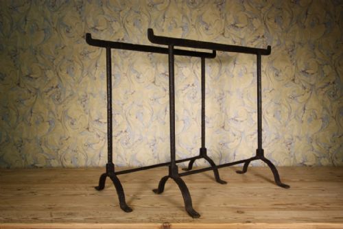 Pair of 19th Century Antique Iron Trestle Table Legs.