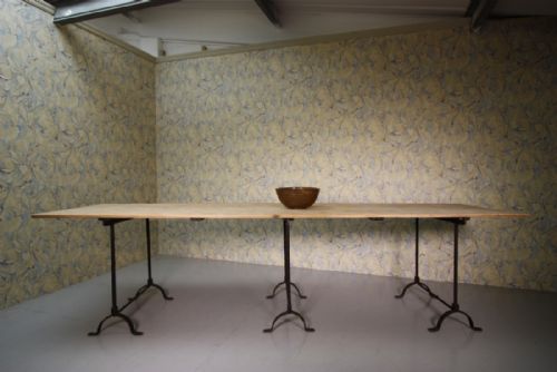 English 19th Century Antique Pine & Iron Dining Table (3).
