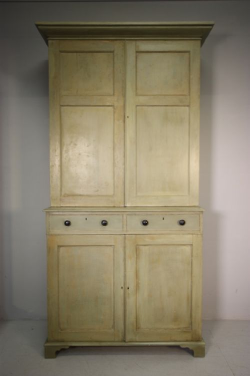 Early 19th Century English Antique Painted Pine Cupboard.