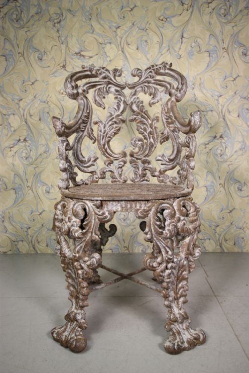 19th Century Cast Iron Antique Garden Chair. Rare Design.