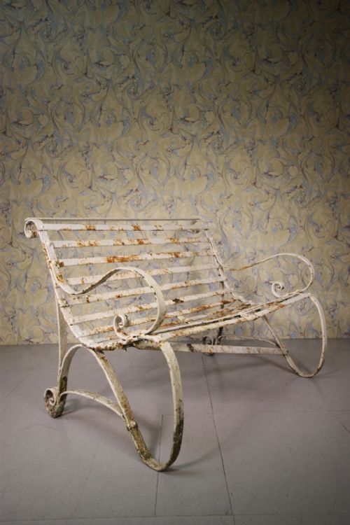 19th Century Antique Wrought Iron Garden Bench.
