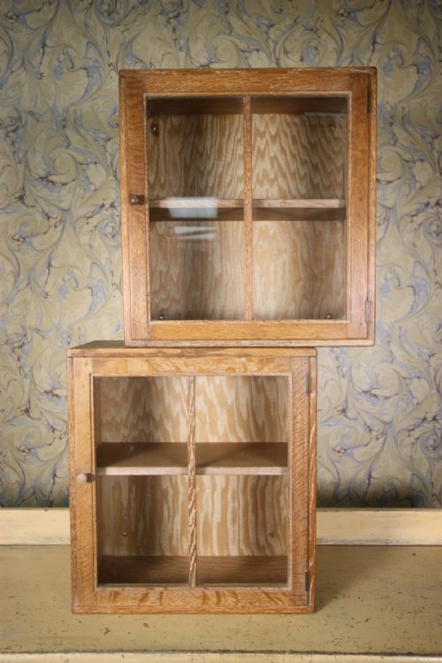 Pair of 1920'S Heals Oak Wall Cabinets.
