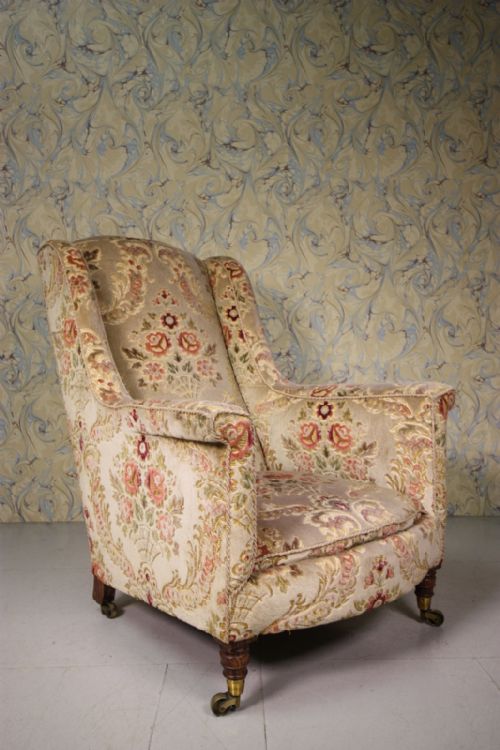William IV English Antique Upholstered Armchair.