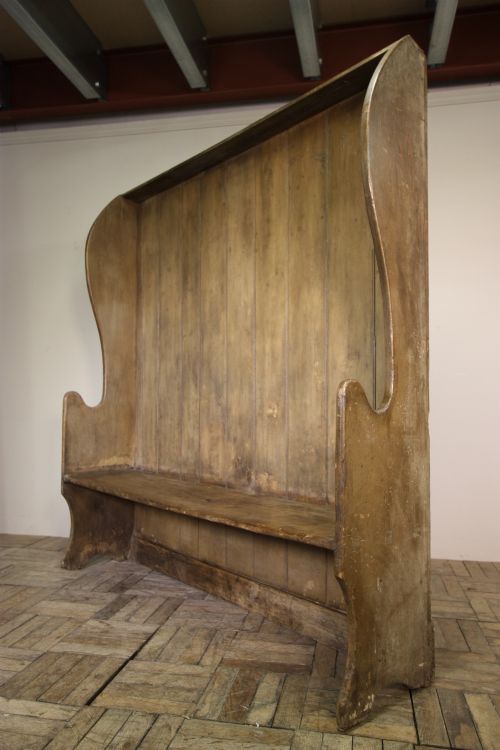 Georgian English Antique Pine Settle in Original Paint.