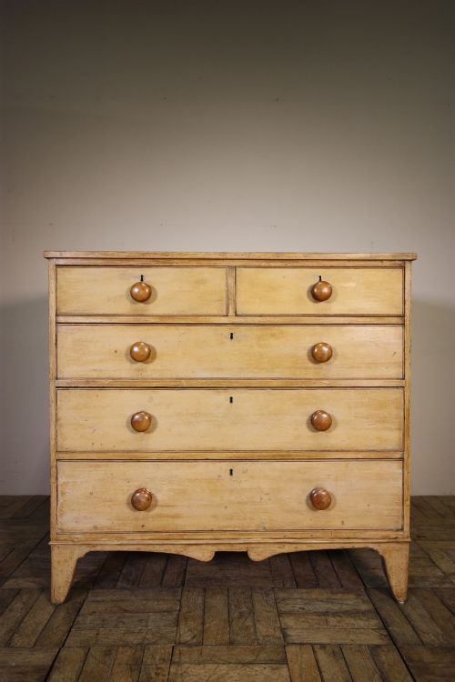Georgian Antique Chest of Drawers in Original Cream Paint.