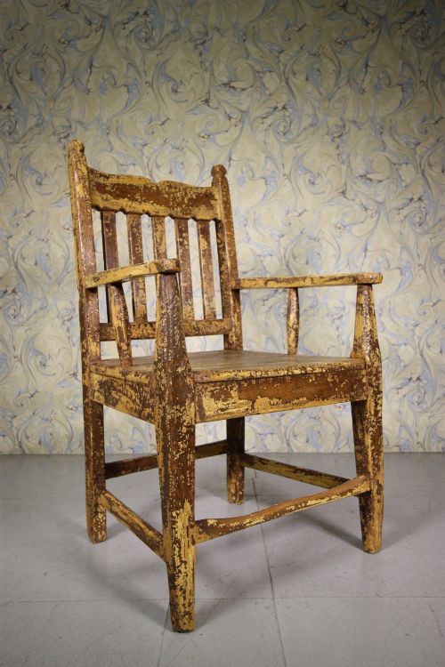 19th Century Welsh Antique Painted Pine Armchair.
