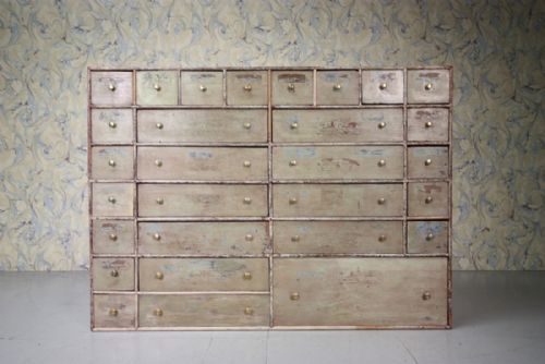 Georgian Antique Bank of Apothecary Drawers.