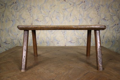 Wide Georgian Antique Elm Stool.