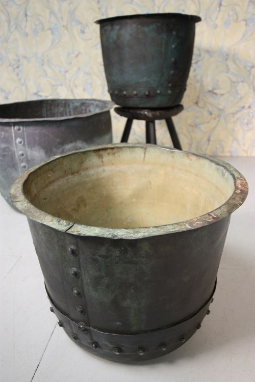 19th Century Antique Copper Verdigris Vessel.